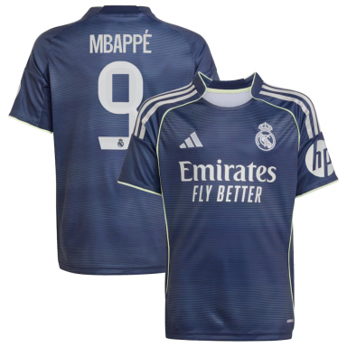 adidas Real Madrid CF 2025/26 Youth Away Jersey MBAPPE 9